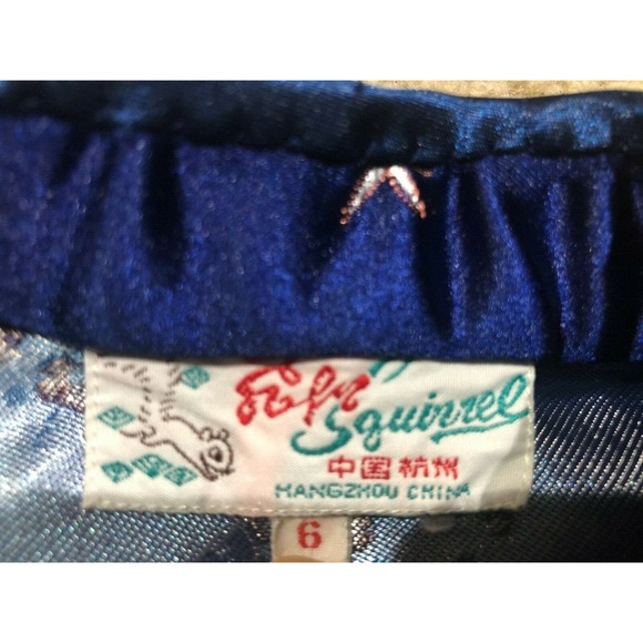 Authentic SOLZ SQUIRREL size 6 Girls Top/Pants BLUE SATIN Oriental Asian SET Z21 - Picture 7 of 12